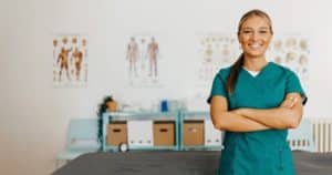 Arbeitssicherheit Frau in Praxis