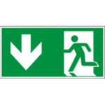 Rettungswegschild Laufrichtung unten