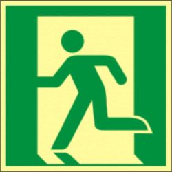 Rettungswegschild mit Laufrichtung nach links