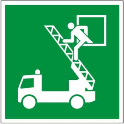 Rettungsschild als Symbol Rettungsfenster