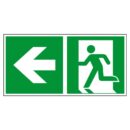 Rettungswegschild mit Laufrichtung nach links, nachleuchtend, mit Lichtbalken, KN