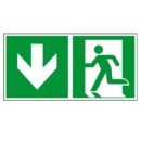 Rettungswegschild mit Laufrichtung nach unten, nachleuchtend, mit Lichtbalken, KN