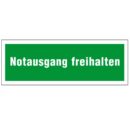 Rettungsschild mit Text Notausgang freihalten