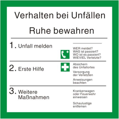 Schild Verhalten bei Unfällen