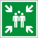 Rettungsschild als Symbol Sammelstelle nach ISO 7010