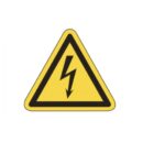 Warnschild als Symbol Warnung vor gefährlicher elektrischer Spannung nach ISO 7010