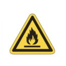 Warnschild als Symbol Warnung vor feuergefährlichen Stoffen nach ISO 7010