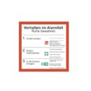 Verhalten im Alarmfall mit Symbolen nach ISO 7010