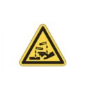 Warnschild als Symbol Warnung vor ätzenden Stoffen nach ISO 7010