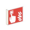 Fahnenschild nach ISO 7010 / F 006 , zweiseitig bedruckt mit 2 Symbolen "Brandmelder"
