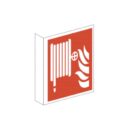 Brandschutzschild Fahnenschild zweiseitig bedruckt mit 2 Symbolen Löschschlauch nach ISO7010/F 002