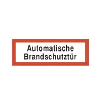 Brandschutzschild als Text Automatische Brandschutztür