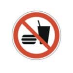 Verbotsschild als Symbol Essen und trinken verboten nach ISO 7010