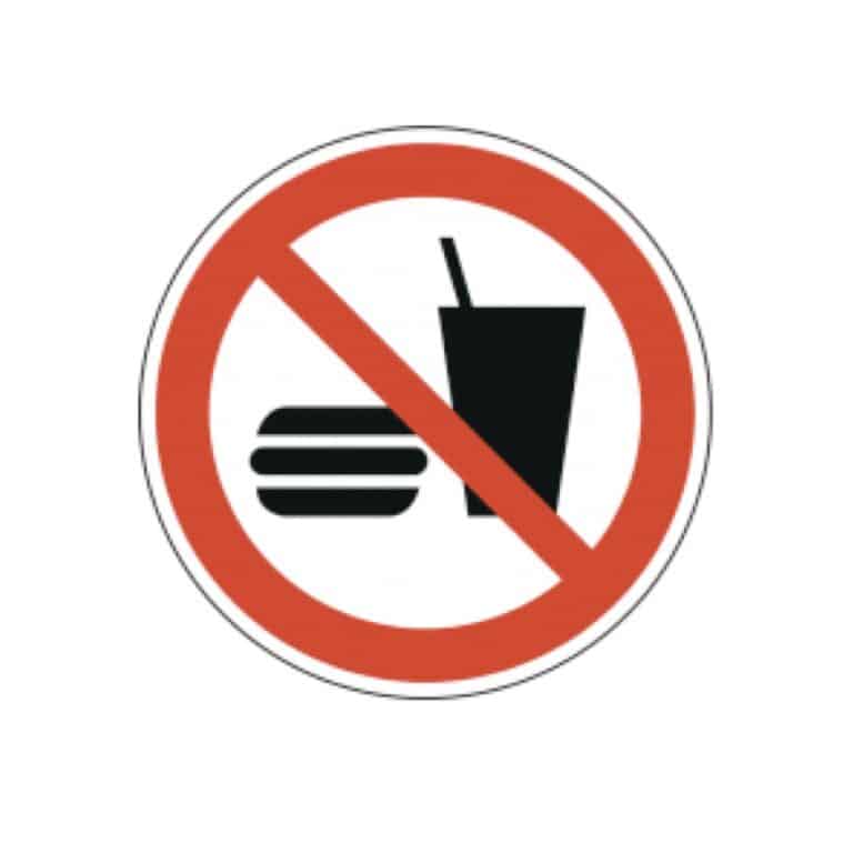 Aufkleber 'Essen Und Trinken Verboten' – 20 Cm Ø, Nach ISO 7010, Selbstklebend