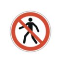 Verbotsschild als Symbol für Fußgänger verboten nach ISO 7010