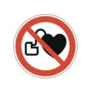 Verbotsschild als Symbol Verbot für Personen mit Herzschrittmacher nach ISO 7010
