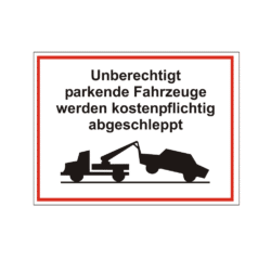 Parkplatzschild mit Text und Symbol