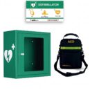 Defibtech AED Schutzschrank grün mit Alarm, inkl. Tasche und Notfalltafel